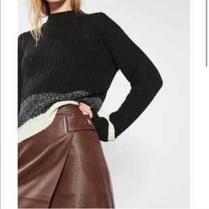Topshop Faux Leather Wrap Midi Skirt